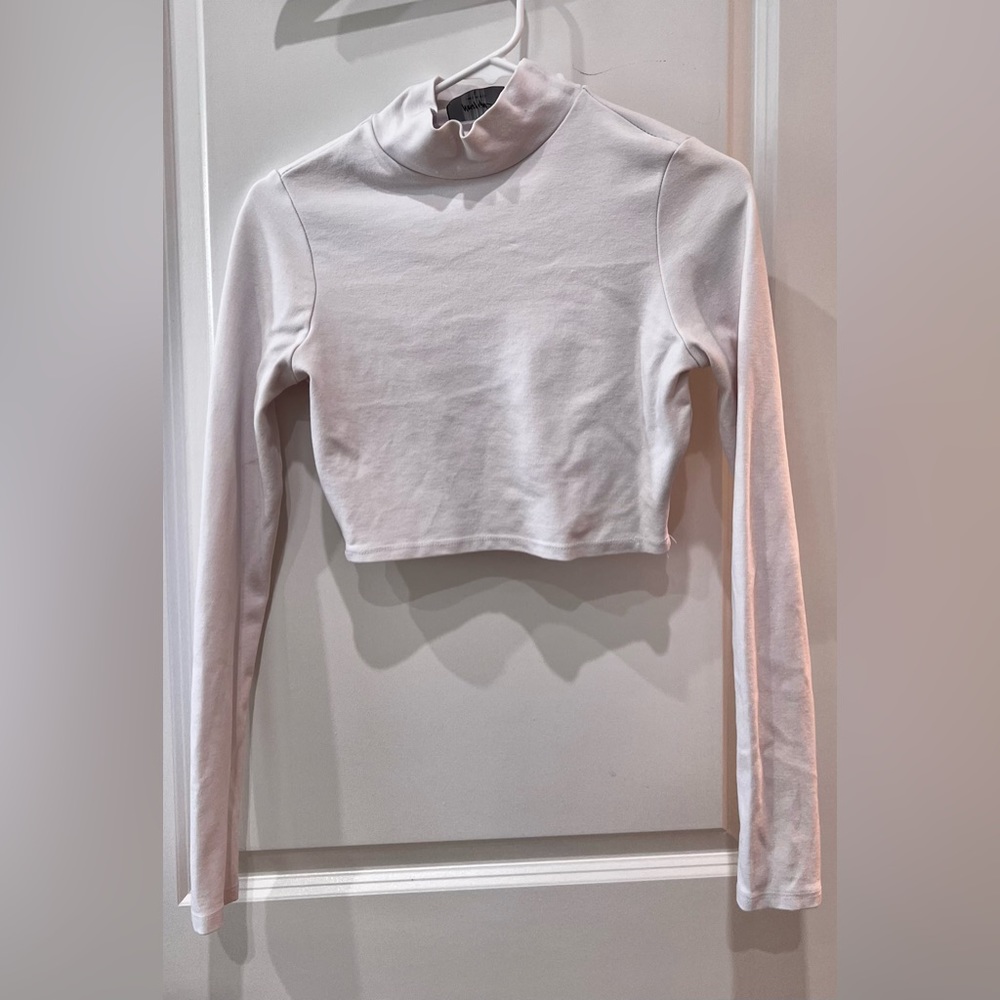 Nasty Gal, white, small, long sleeve, crop top